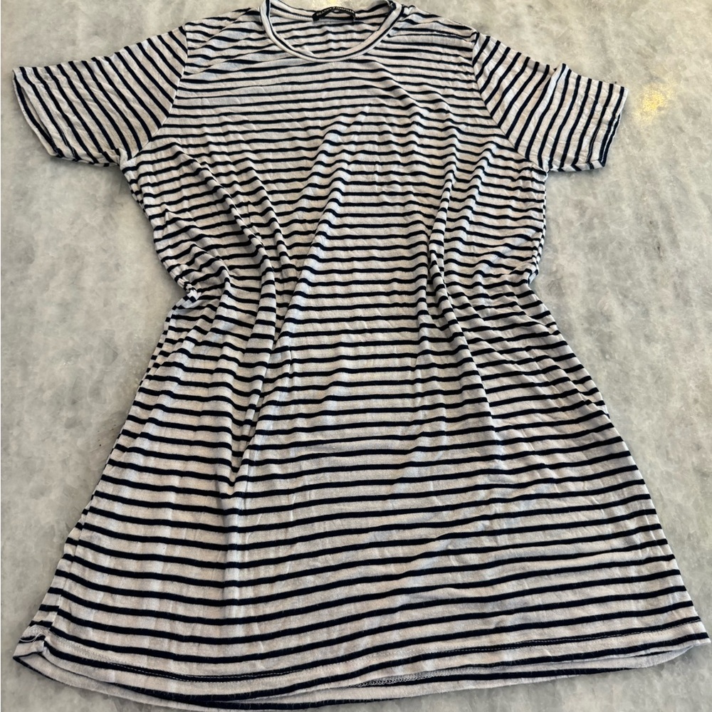 Brandy Melville Black and White Striped Mini Dress